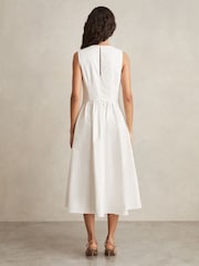 Reiss Ivory Liza 100% Cotton Corset Midi Dress - Image 5 of 6