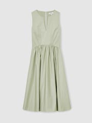 Reiss Sage Liza 100% Cotton Corset Midi Dress - Image 2 of 5