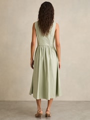 Reiss Sage Liza 100% Cotton Corset Midi Dress - Image 4 of 5