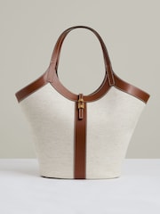 Reiss Natural Lyra Leather And Suede Tote Bag - Image 1 of 5