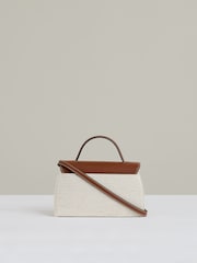 Reiss Natural Kinsley Leather And Cotton Top Handle Bag - Image 4 of 5