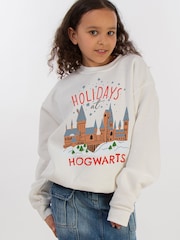 Brands In White Girls Harry Potter Holidays At Hogwarts Sweatshirt - Image 1 of 4