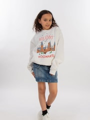 Brands In White Girls Harry Potter Holidays At Hogwarts Sweatshirt - Image 2 of 4