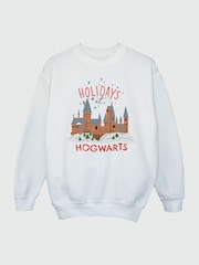 Brands In White Girls Harry Potter Holidays At Hogwarts Sweatshirt - Image 3 of 4