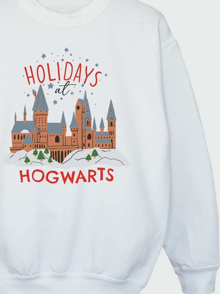 Brands In White Girls Harry Potter Holidays At Hogwarts Sweatshirt - Image 4 of 4