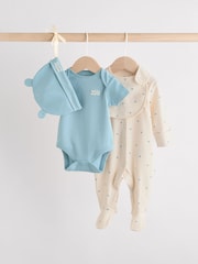 Blue Baby Sleepsuit, Bodysuit, Beanie and Bib Set 4 Piece (0-12mths) - Image 1 of 17