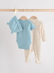 Blue Baby Sleepsuit, Bodysuit, Beanie and Bib Set 4 Piece (0-12mths) - Image 4 of 17