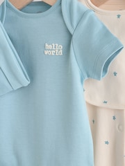 Blue Baby Sleepsuit, Bodysuit, Beanie and Bib Set 4 Piece (0-12mths) - Image 6 of 17