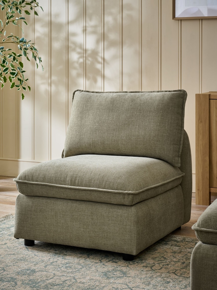 Brushed Weave Light Olive Green Crosby Modular Centre Piece Sofa - Image 1 of 15