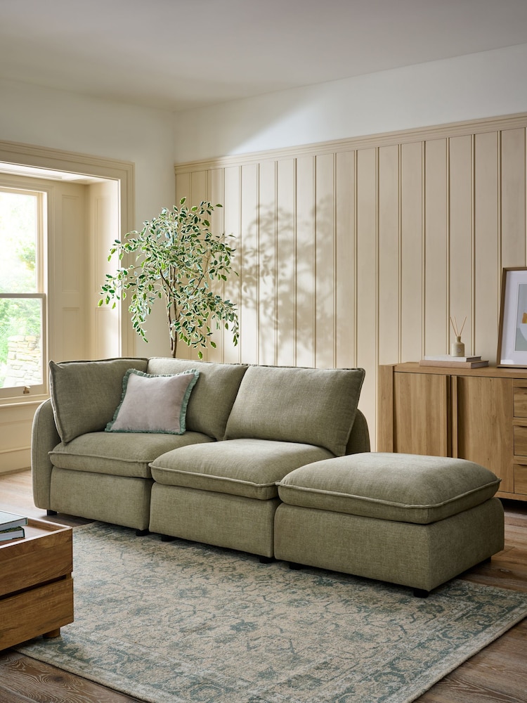 Brushed Weave Light Olive Green Crosby Modular Centre Piece Sofa - Image 2 of 15