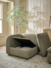 Brushed Weave Light Olive Green Crosby Modular Corner Piece Sofa - Image 3 of 16