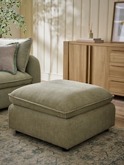 Brushed Weave Light Olive Green Crosby Modular Footstool - Image 1 of 14