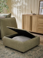 Brushed Weave Light Olive Green Crosby Modular Footstool - Image 6 of 14