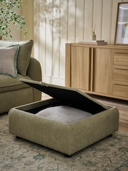 Brushed Weave Light Olive Green Crosby Modular Footstool - Image 7 of 14