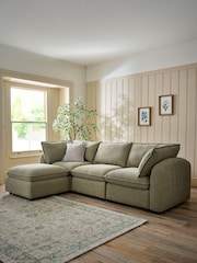 Brushed Weave Light Olive Green Crosby Modular Footstool - Image 8 of 14