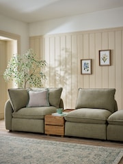 Brushed Weave Light Olive Green Crosby Modular Footstool - Image 9 of 14