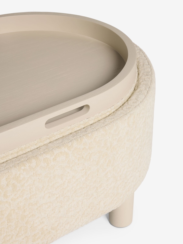 Linen Look Leopard Light Natural Ashton Upholstered Large Storage Stool - Image 14 of 14