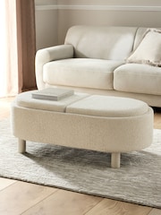Linen Look Leopard Light Natural Ashton Upholstered Large Storage Stool - Image 5 of 14