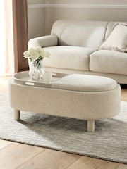 Linen Look Leopard Light Natural Ashton Upholstered Large Storage Stool - Image 7 of 14