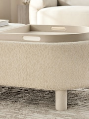 Linen Look Leopard Light Natural Ashton Upholstered Large Storage Stool - Image 9 of 14