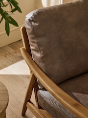 Vintaged Faux Leather Chocolate Bronx Frame Hampton Wooden Accent Chair - Image 2 of 9