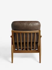Vintaged Faux Leather Chocolate Bronx Frame Hampton Wooden Accent Chair - Image 7 of 9