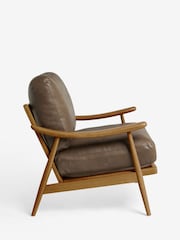 Vintaged Faux Leather Chocolate Bronx Frame Hampton Wooden Accent Chair - Image 8 of 9