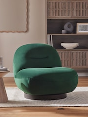 Soft Velvet Emerald Green Otis Swivel Accent Chair - Image 1 of 10