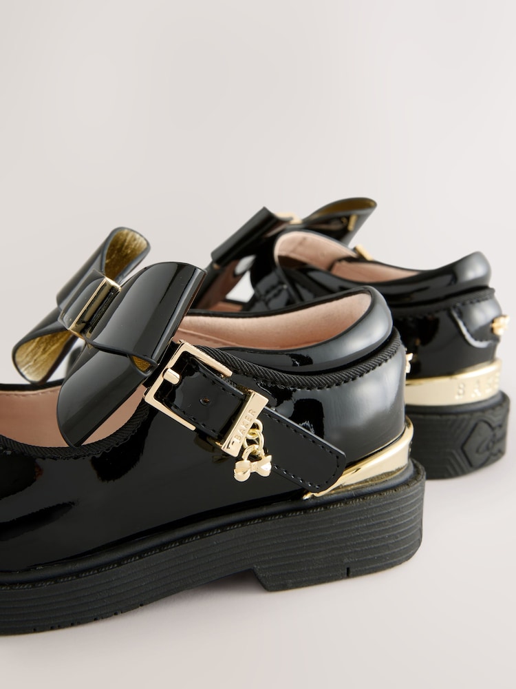 Baker by Ted Baker Girls Back to School Chunky Black Shoes with Bow - Image 2 of 3