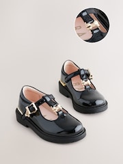 Baker by Ted Baker Girls Back to School Patent T-Bar Chunky Mary Jane Black Shoes - Image 1 of 6
