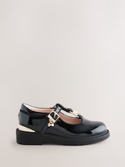 Baker by Ted Baker Girls Back to School Patent T-Bar Chunky Mary Jane Black Shoes - Image 3 of 6