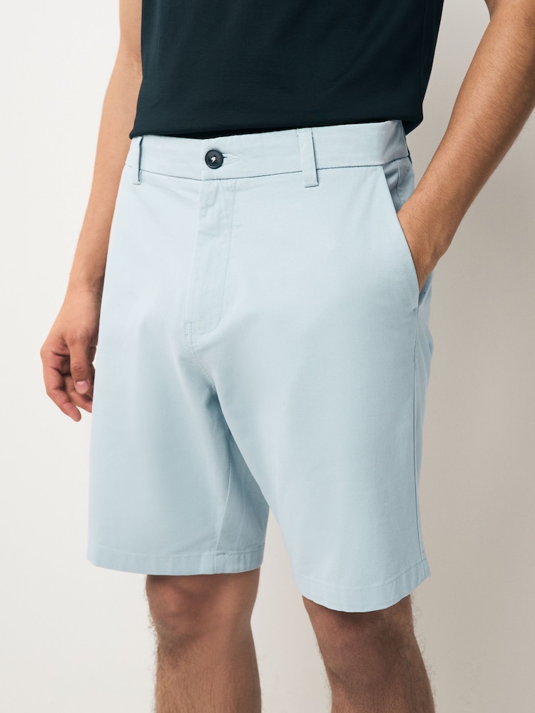 Aqua Blue Straight Fit Stretch Chinos Shorts - Image 1 of 9