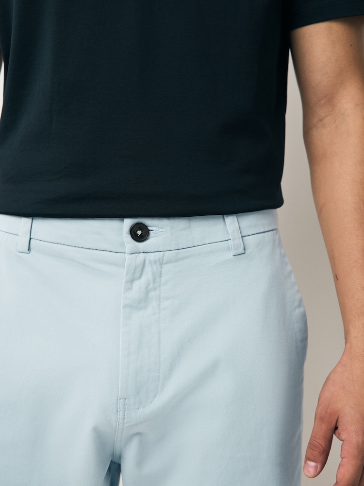 Aqua Blue Straight Fit Stretch Chinos Shorts - Image 4 of 9