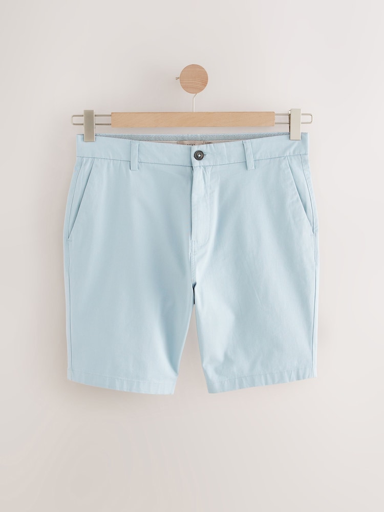 Aqua Blue Straight Fit Stretch Chinos Shorts - Image 6 of 9