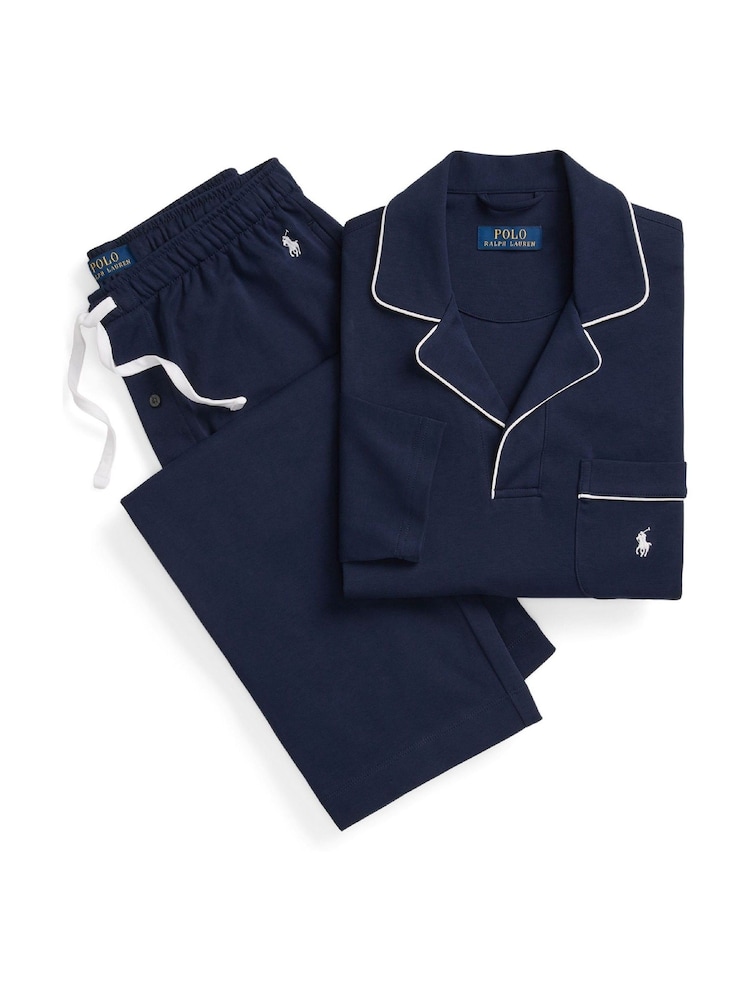 Polo Ralph Lauren Blue Cotton Interlock Shirt & Bottoms Pyjamas Set - Image 8 of 8