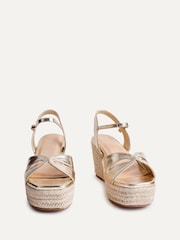 Linzi Gold Sian Wide Fit Linked Front Strap Wedges - Image 3 of 5