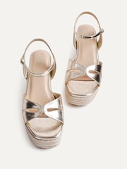 Linzi Gold Sian Wide Fit Linked Front Strap Wedges - Image 4 of 5