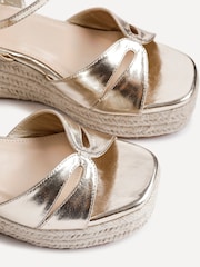 Linzi Gold Sian Wide Fit Linked Front Strap Wedges - Image 5 of 5