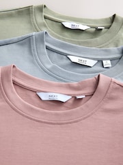 Blue/Pink/Green Regular Fit Heavyweight T-Shirts 3 Pack - Image 9 of 9