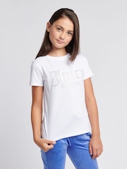 Juicy Couture White Girls Fitted Diamante 100% Cotton T-Shirt - Image 1 of 7