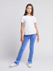 Juicy Couture White Girls Fitted Diamante 100% Cotton T-Shirt - Image 4 of 7