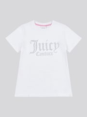 Juicy Couture White Girls Fitted Diamante 100% Cotton T-Shirt - Image 5 of 7