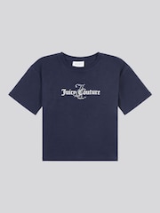 Juicy Couture Blue Girls Diamante & Glitter 100% Cotton JC T-Shirt - Image 1 of 3