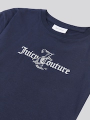Juicy Couture Blue Girls Diamante & Glitter 100% Cotton JC T-Shirt - Image 3 of 3