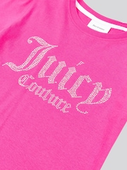 Juicy Couture light Pink Girls Fitted Diamante 100% Cotton T-Shirt - Image 7 of 7