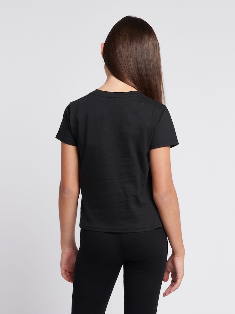 Juicy Couture Black Girls Tonal Diamante Fitted 100% Cotton T-Shirt - Image 3 of 7