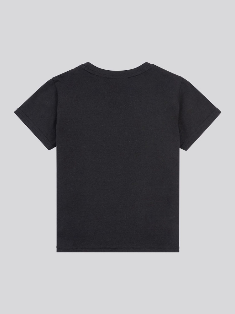 Juicy Couture Black Girls Tonal Diamante Fitted 100% Cotton T-Shirt - Image 6 of 7