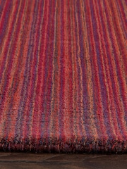 Origin Rug Collection. Red Fine Stripes Wool Rug - Image 3 of 4
