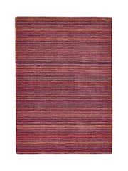 Origin Rug Collection. Red Fine Stripes Wool Rug - Image 4 of 4