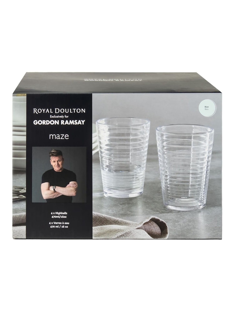 Royal Doulton Set of 4 Blue Maze Hiball Glasses - Image 2 of 5 Royal Doulton Set of 4 Blue Maze Hiball Glasses - Image 2 of 5